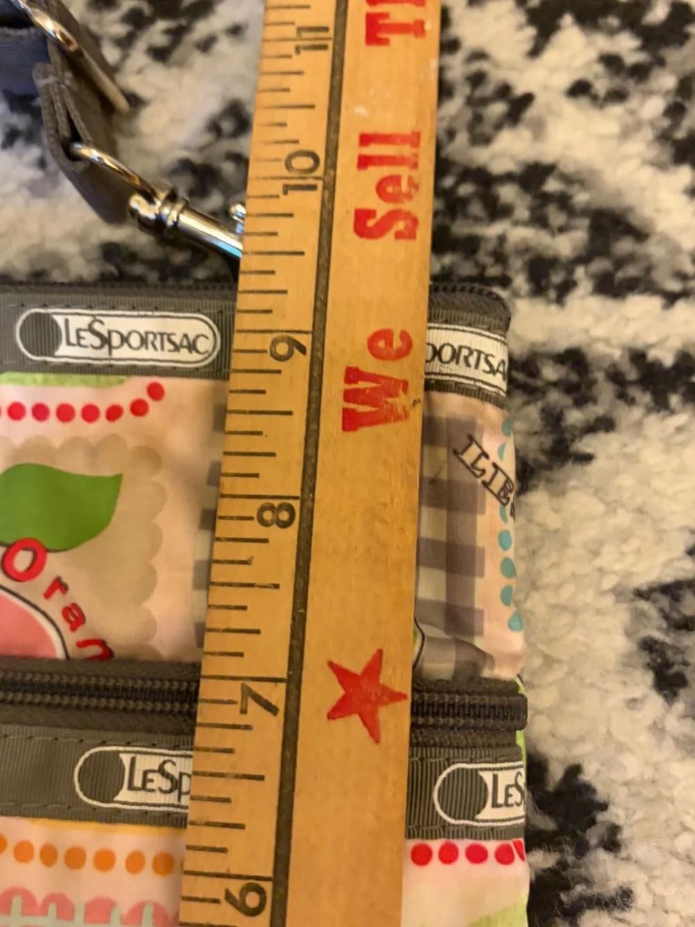 LeSportsac Fruit/ Veggie Farmers Market Three Zipper Crossbody Bag Purse Retired